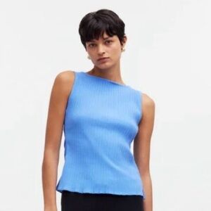 Madewell Sky Blue Ribbed Boatneck Tank Top (NWT)